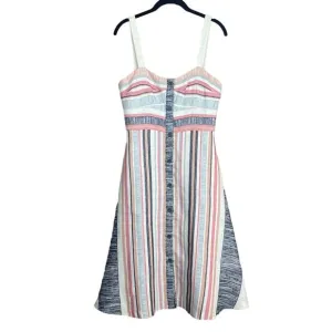 Hutch Anthropologie Striped Button Front Sleeveless Midi Dress Size 6
