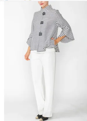 IC Collection 6272J One PC Striped 3-Button Front Jacket With Bell Shaped Sleeves