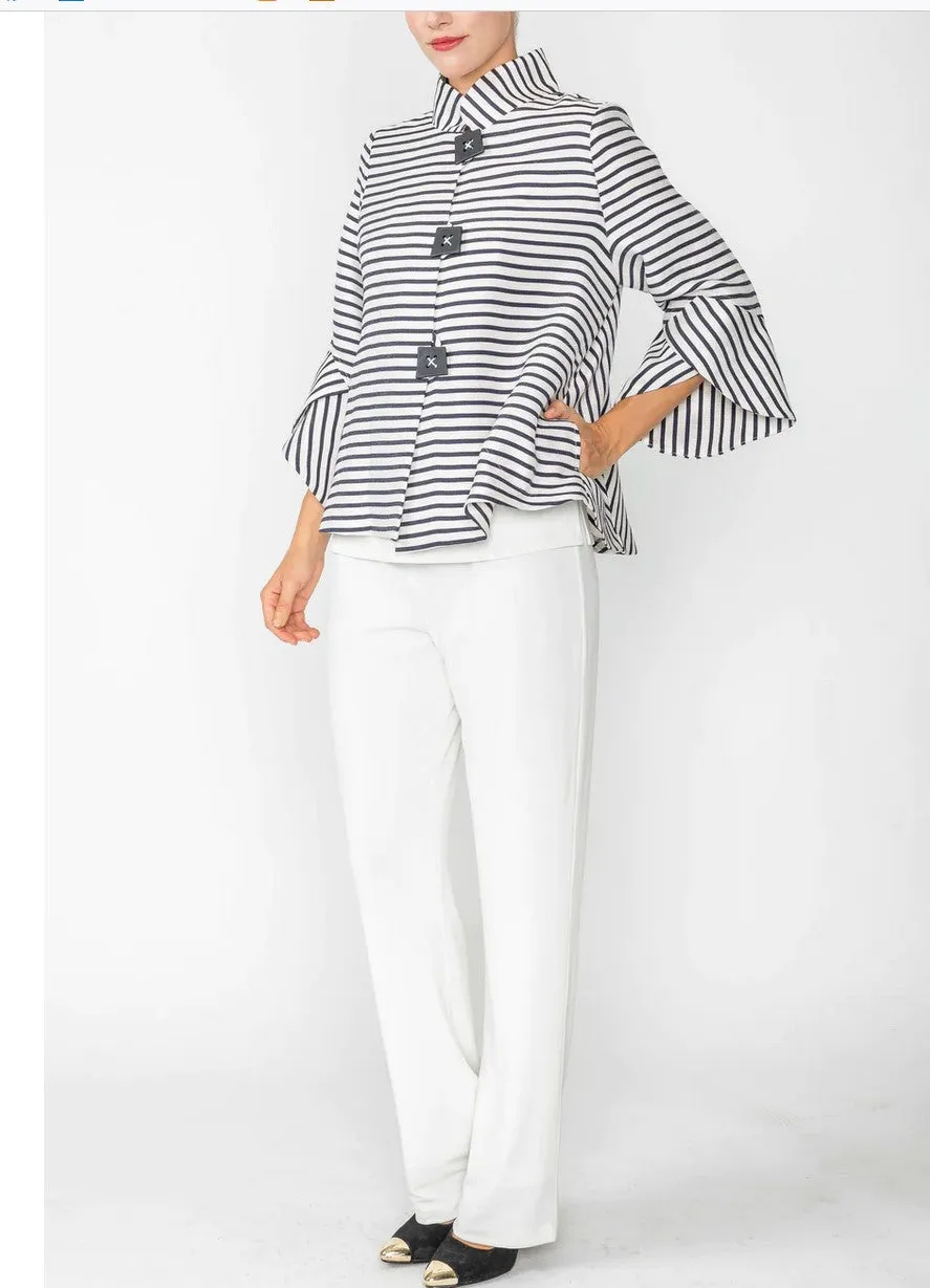 IC Collection 6272J One PC Striped 3-Button Front Jacket With Bell Shaped Sleeves