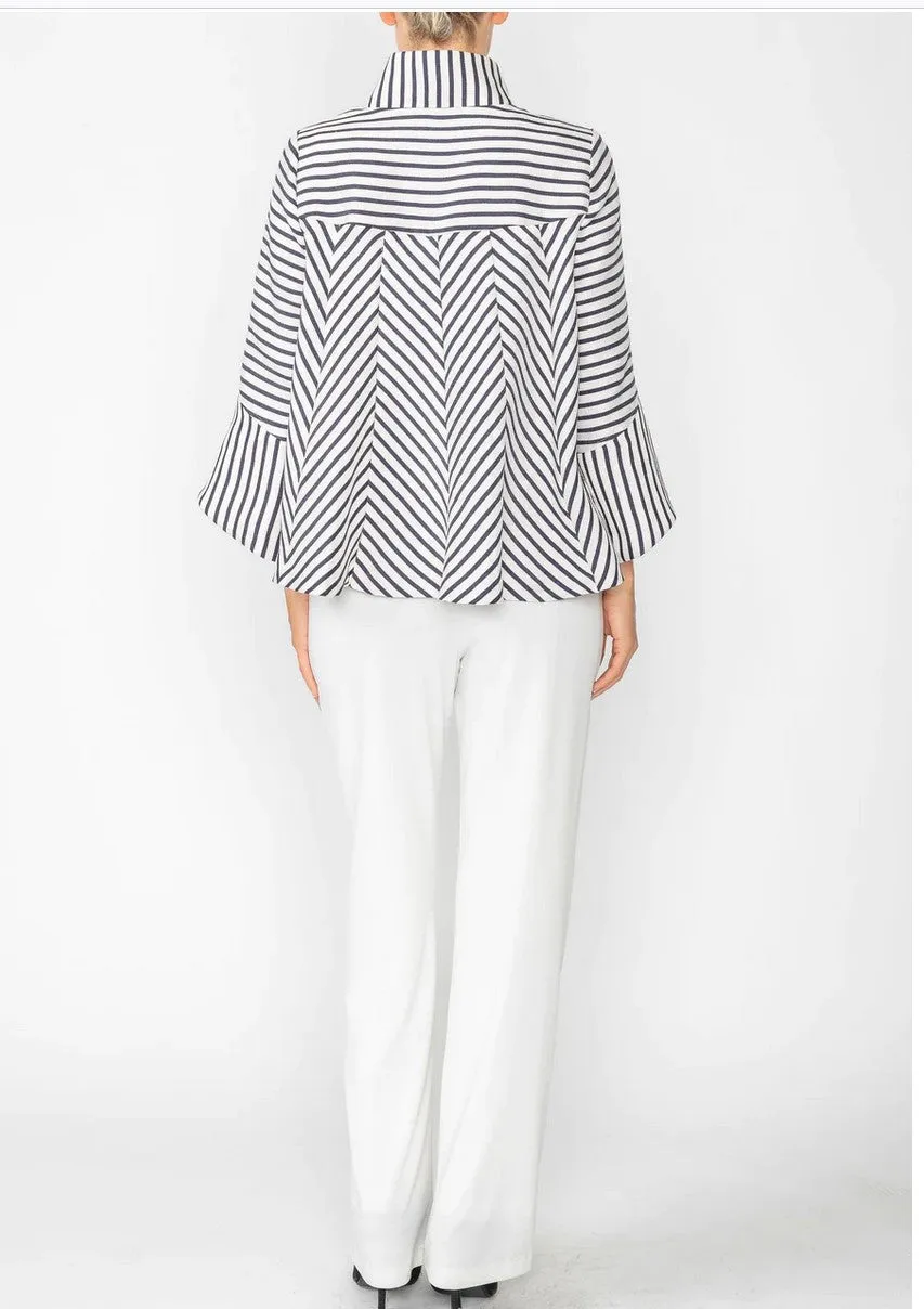 IC Collection 6272J One PC Striped 3-Button Front Jacket With Bell Shaped Sleeves