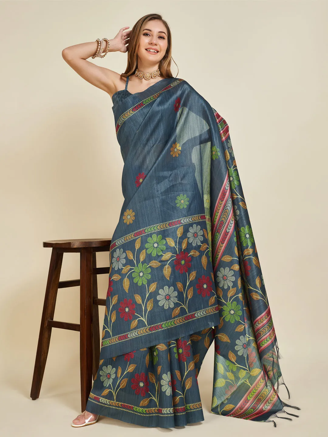 Iron Gray Soft Silk Saree