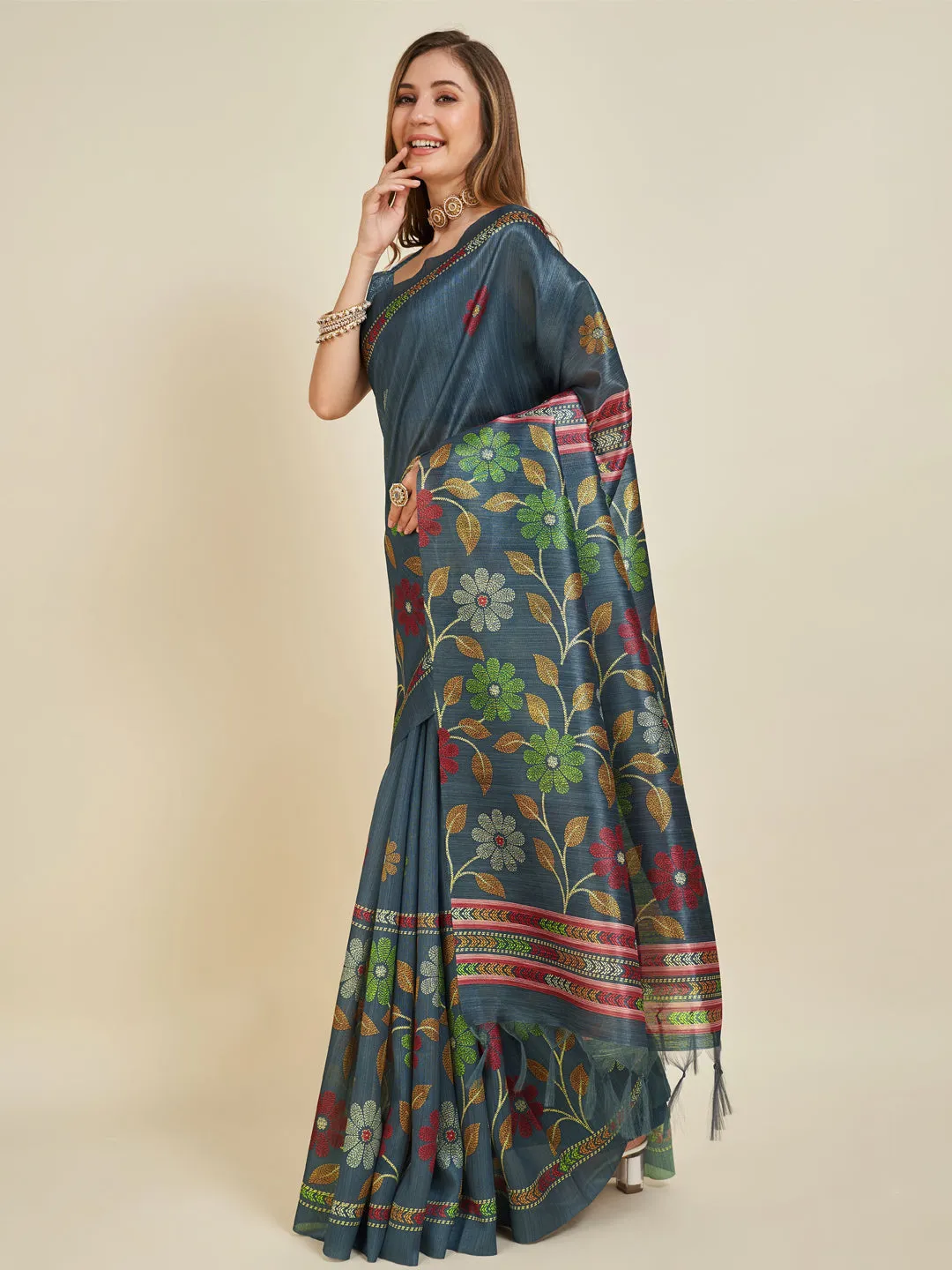 Iron Gray Soft Silk Saree