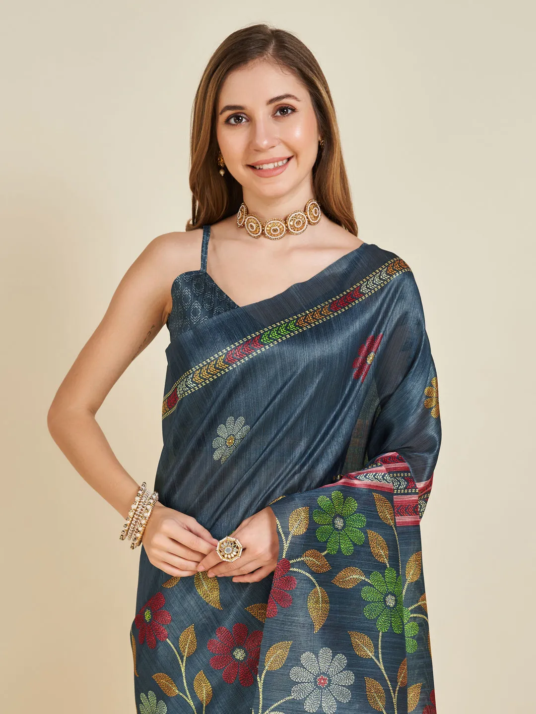 Iron Gray Soft Silk Saree