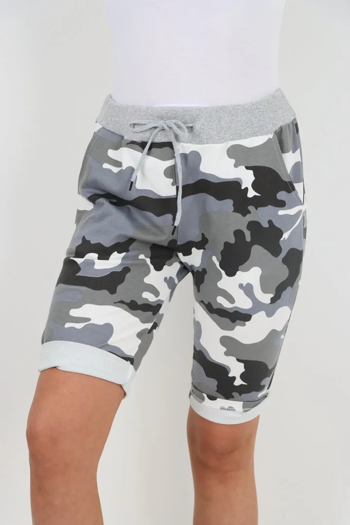 Italian Stretch Cotton Shorts Camo