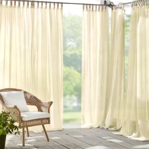 Janig Solid Sheer Tab Top Single Indoor/Outdoor Curtain Panel Gracie Oaks Curtain Color: Natural Size per Panel: 52"W x 84"L