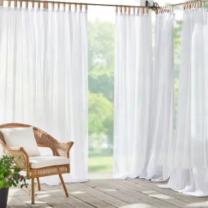 Janig Solid Sheer Tab Top Single Indoor/Outdoor Curtain Panel Gracie Oaks Curtain Color: White Size per Panel: 52"W x 108"L