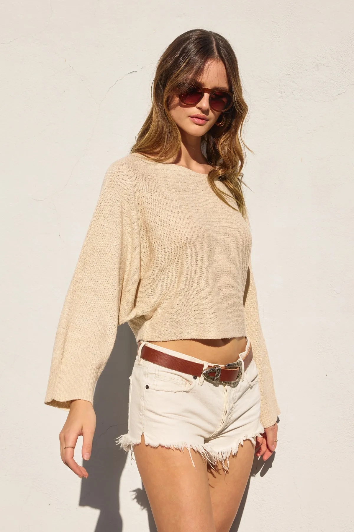 Jody Knit Batwing Cropped Top