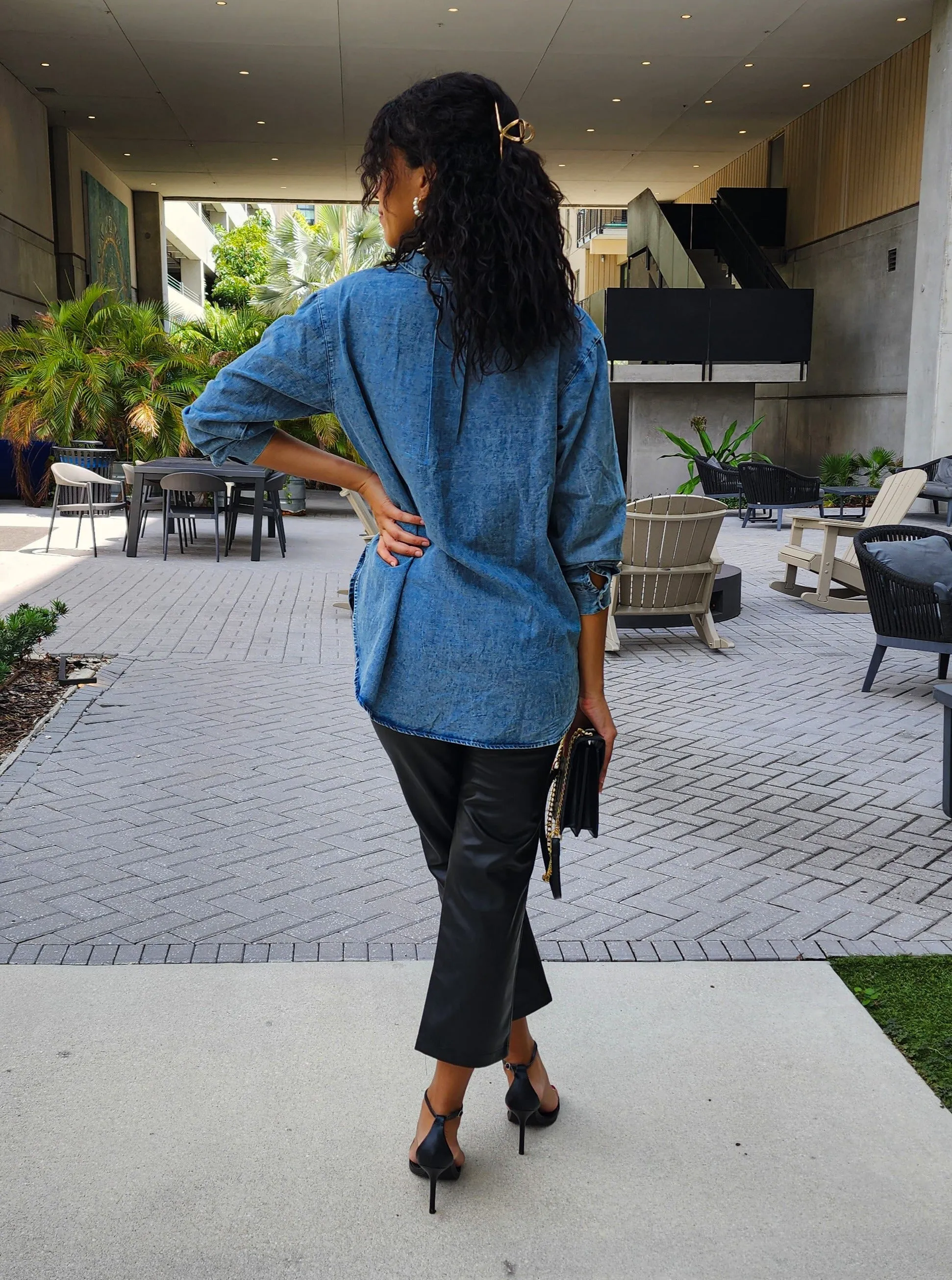 Jolene Button Down Denim Blouse- Final Sale