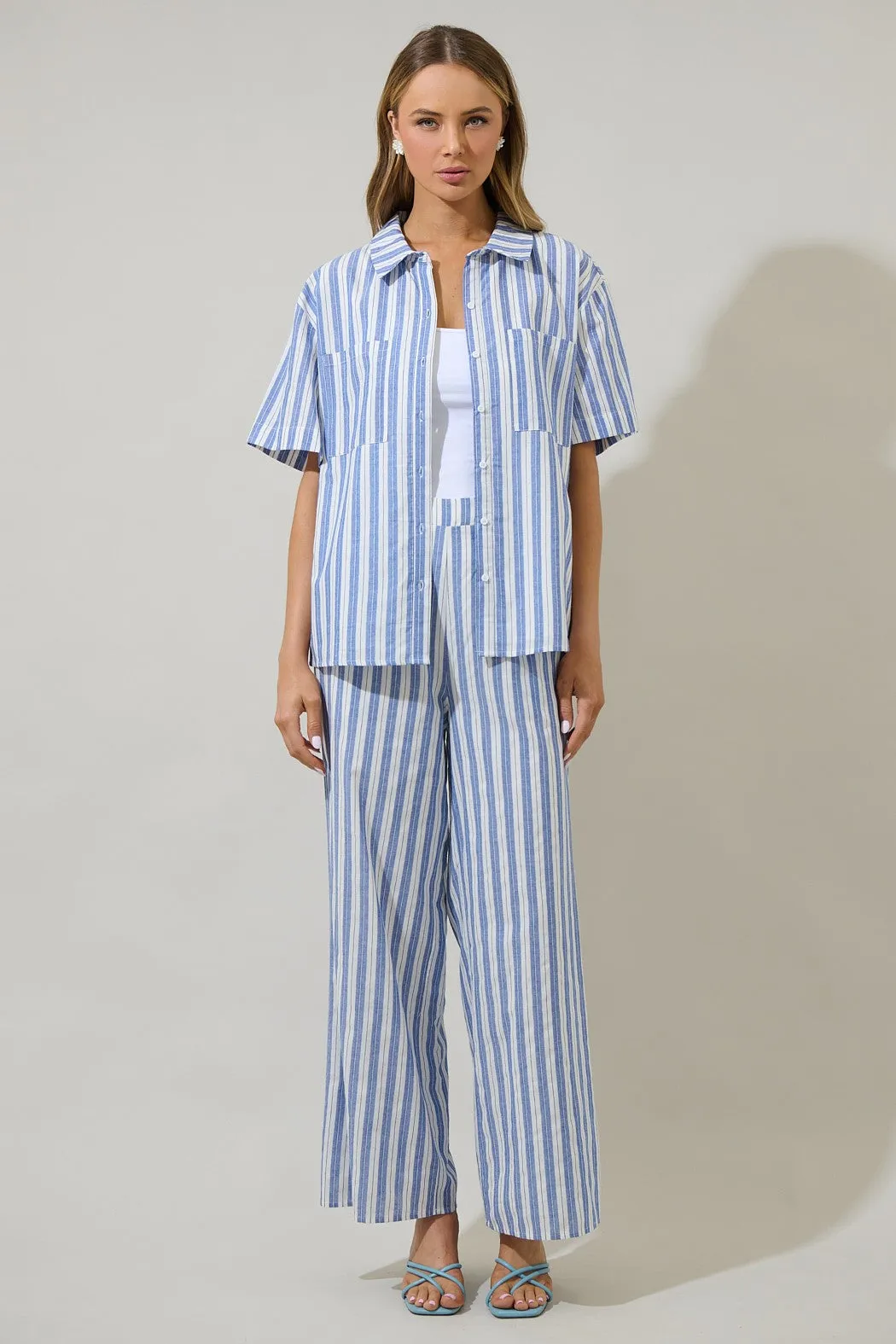 joncy striped ss button down shirt