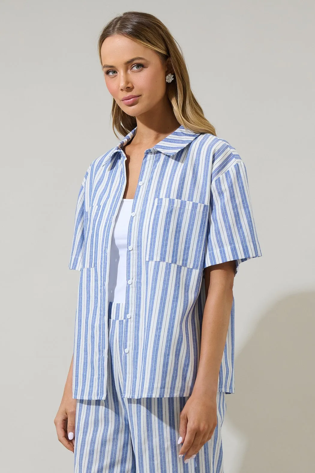 joncy striped ss button down shirt