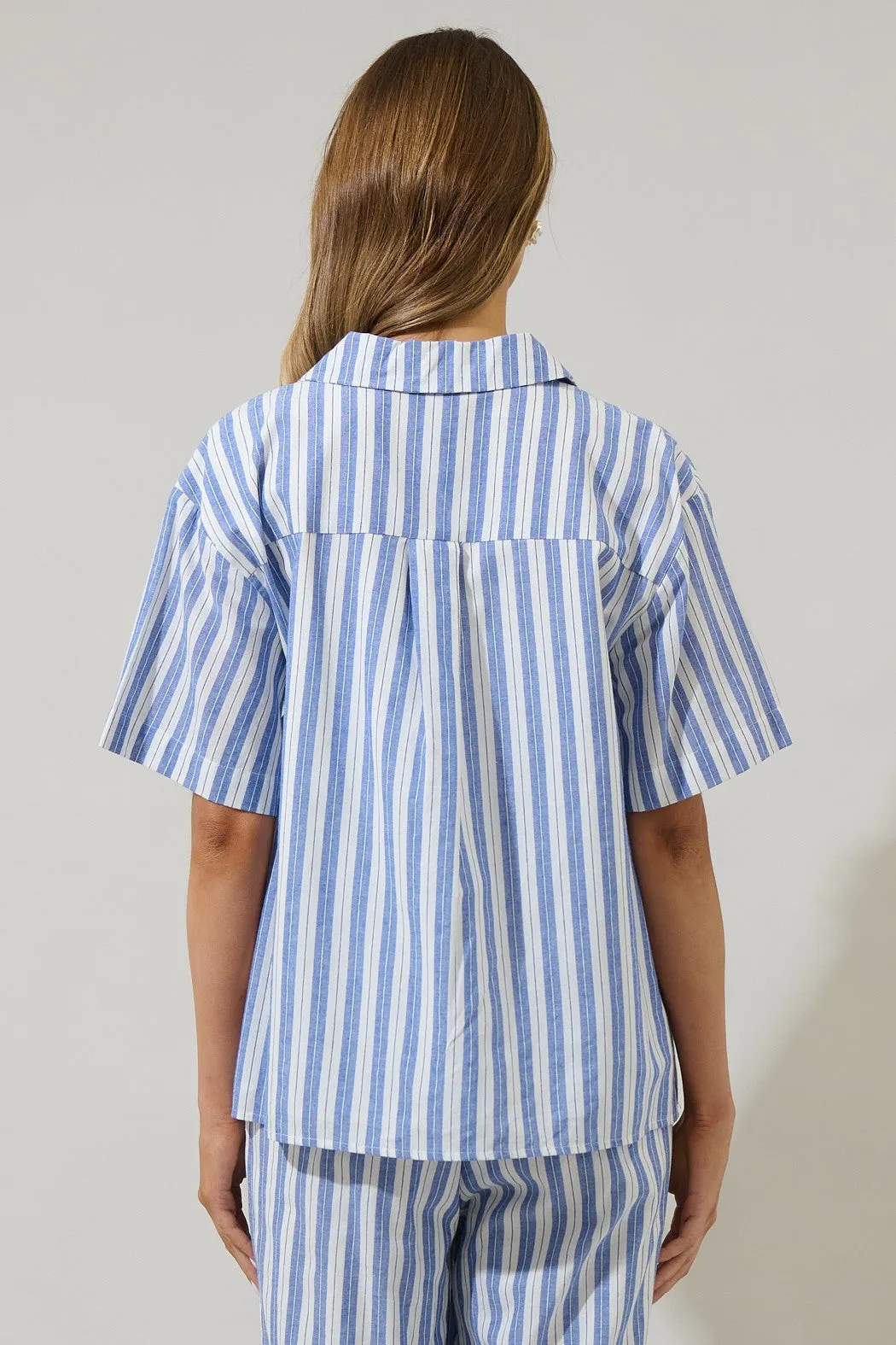joncy striped ss button down shirt