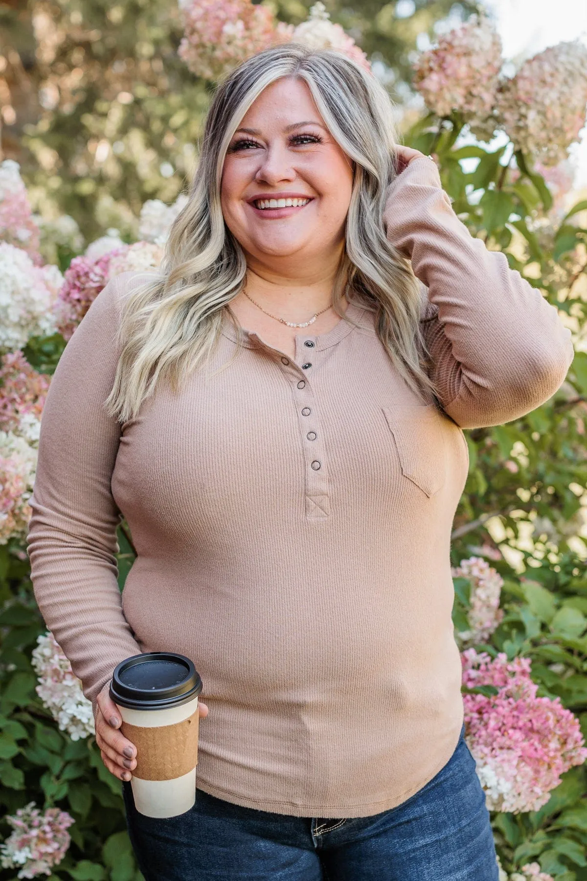 Keep Moving Forward Knit Top- Light Taupe