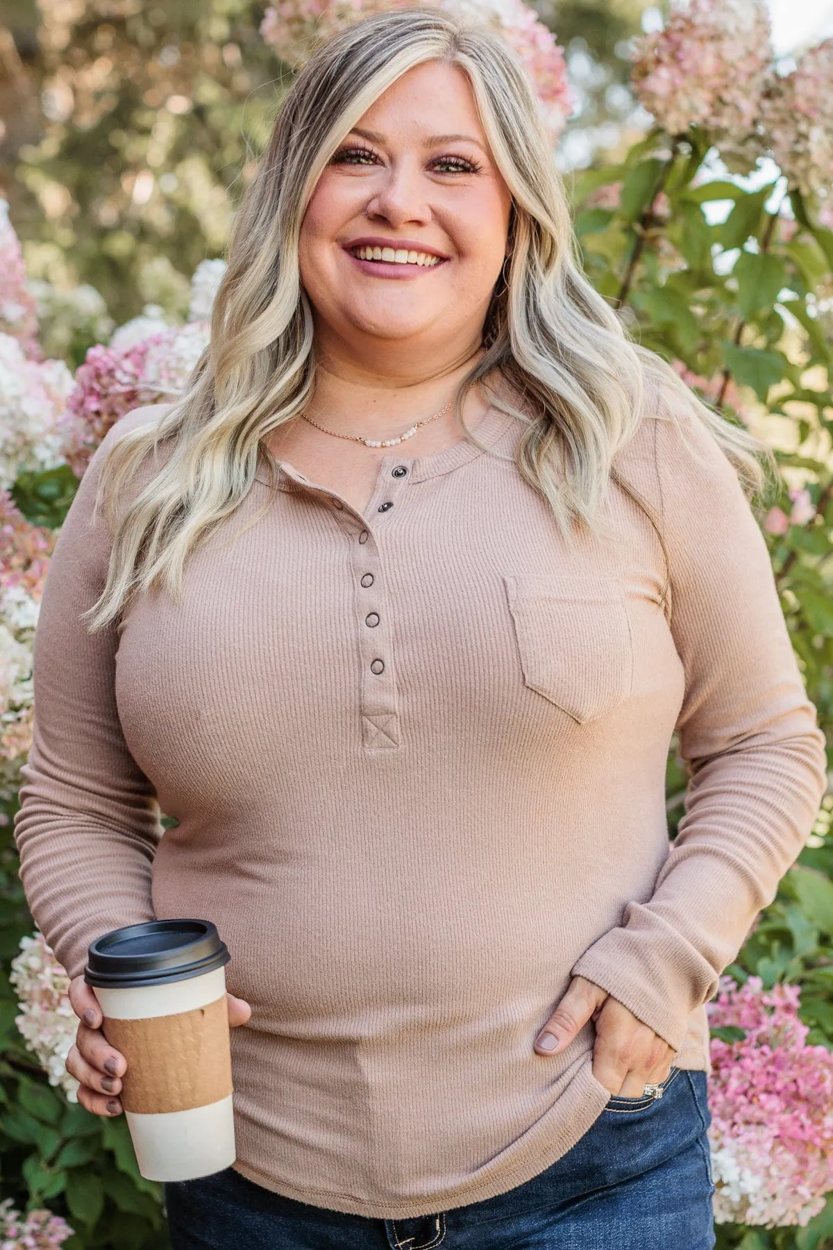 Keep Moving Forward Knit Top- Light Taupe