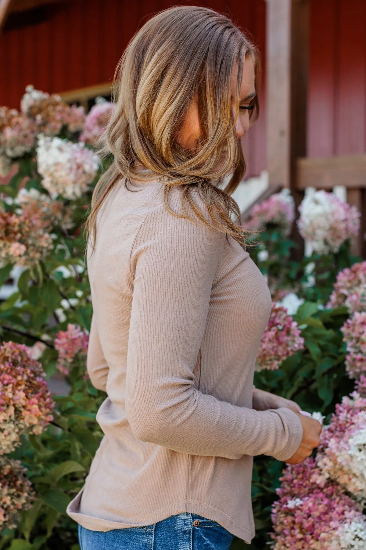 Keep Moving Forward Knit Top- Light Taupe