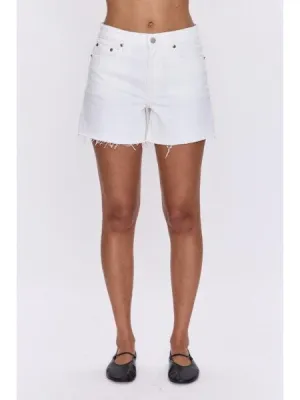 Kenendy Relaxed Mid Rise Cut Off Short in Antique White