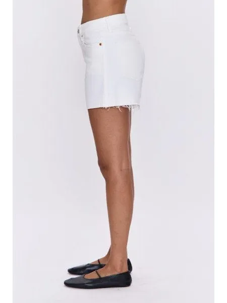Kenendy Relaxed Mid Rise Cut Off Short in Antique White