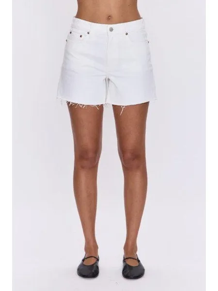 Kenendy Relaxed Mid Rise Cut Off Short in Antique White