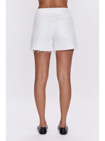 Kenendy Relaxed Mid Rise Cut Off Short in Antique White