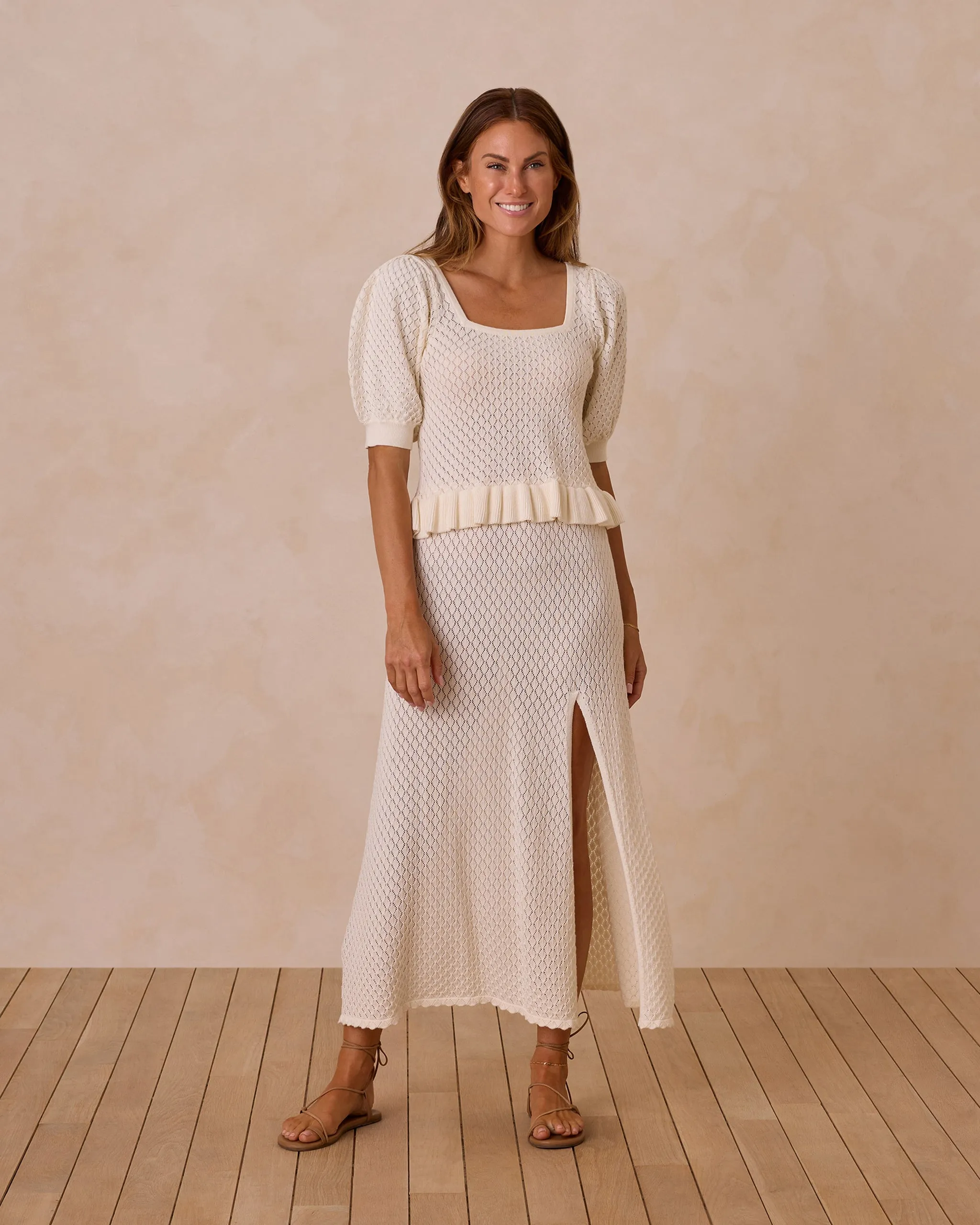 Knit Puff Sleeve Top || Ivory