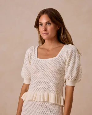 Knit Puff Sleeve Top || Ivory