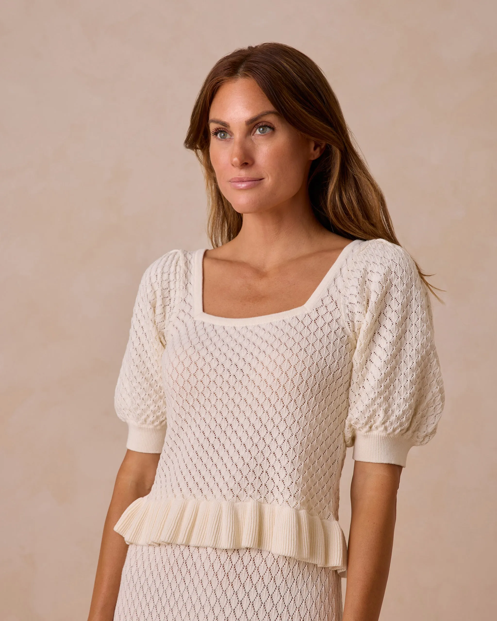 Knit Puff Sleeve Top || Ivory