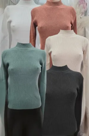 KNIT ULTRA SOFT RIB LONG SLEEVE SKIVVY