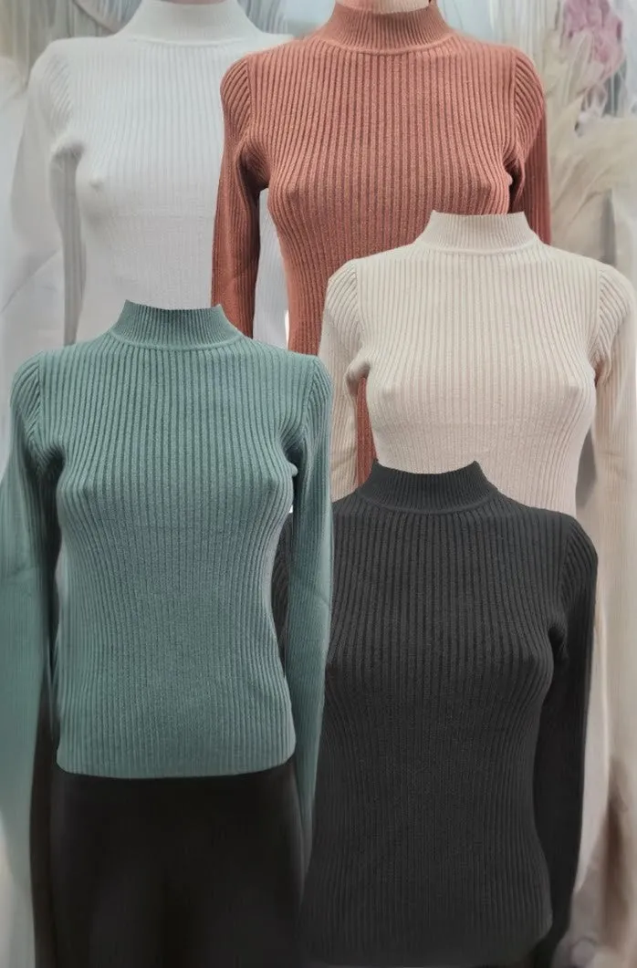 KNIT ULTRA SOFT RIB LONG SLEEVE SKIVVY