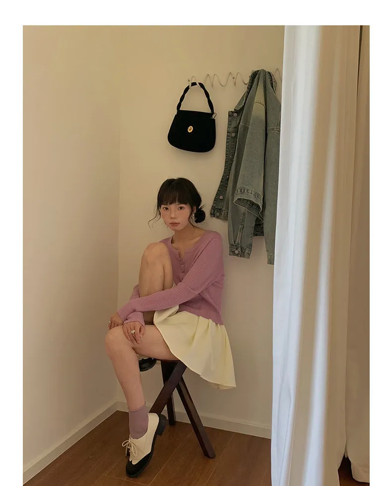 Korean V-neck long-sleeved sweater