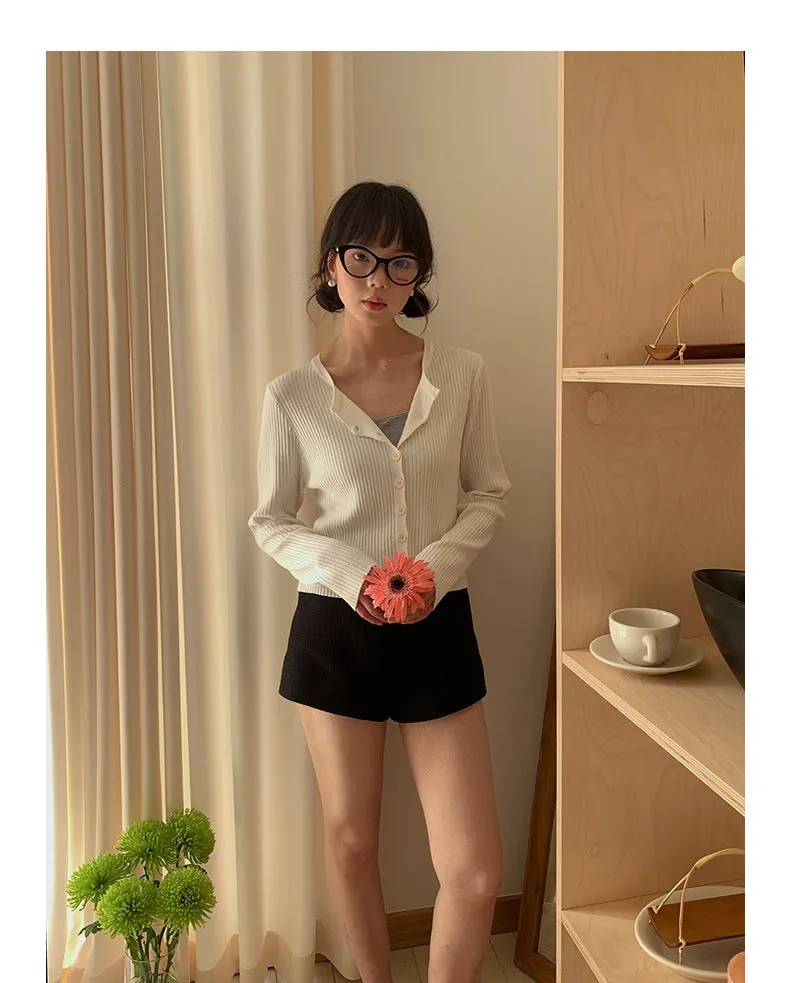Korean V-neck long-sleeved sweater