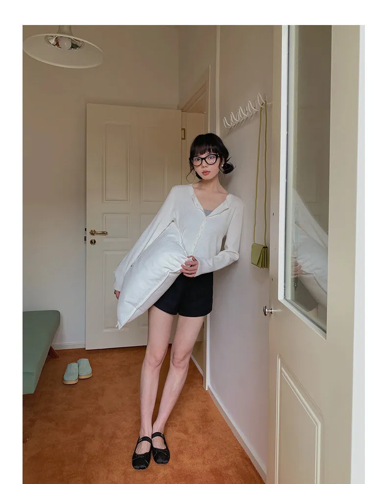 Korean V-neck long-sleeved sweater