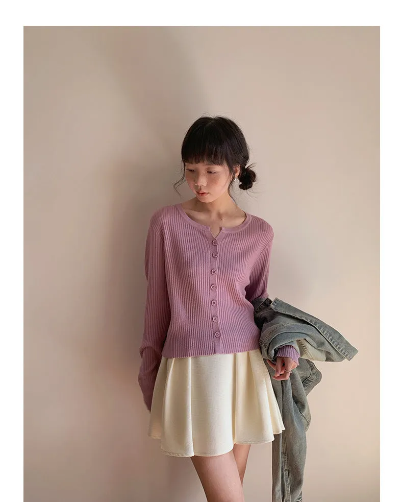 Korean V-neck long-sleeved sweater