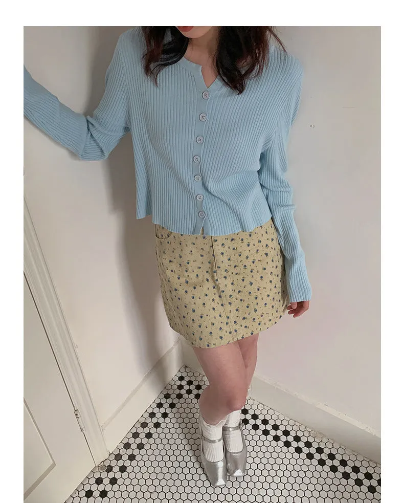 Korean V-neck long-sleeved sweater