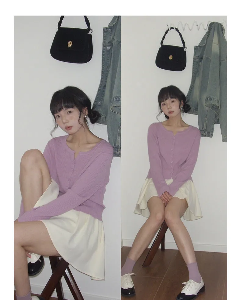 Korean V-neck long-sleeved sweater