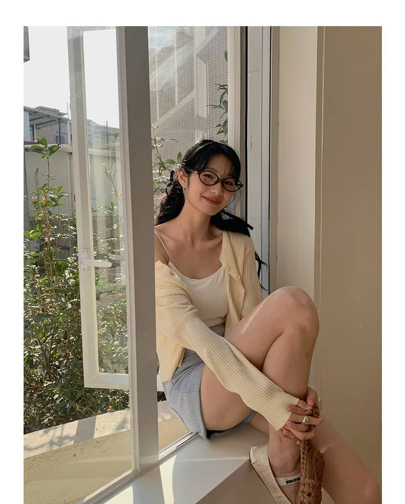 Korean V-neck long-sleeved sweater