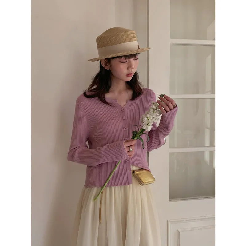 Korean V-neck long-sleeved sweater