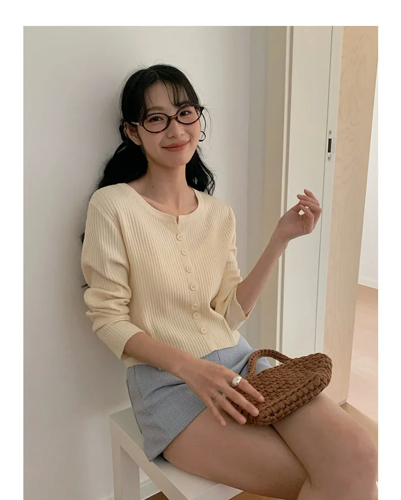 Korean V-neck long-sleeved sweater