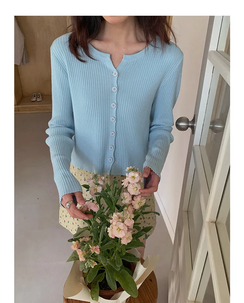 Korean V-neck long-sleeved sweater