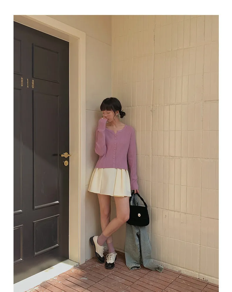 Korean V-neck long-sleeved sweater