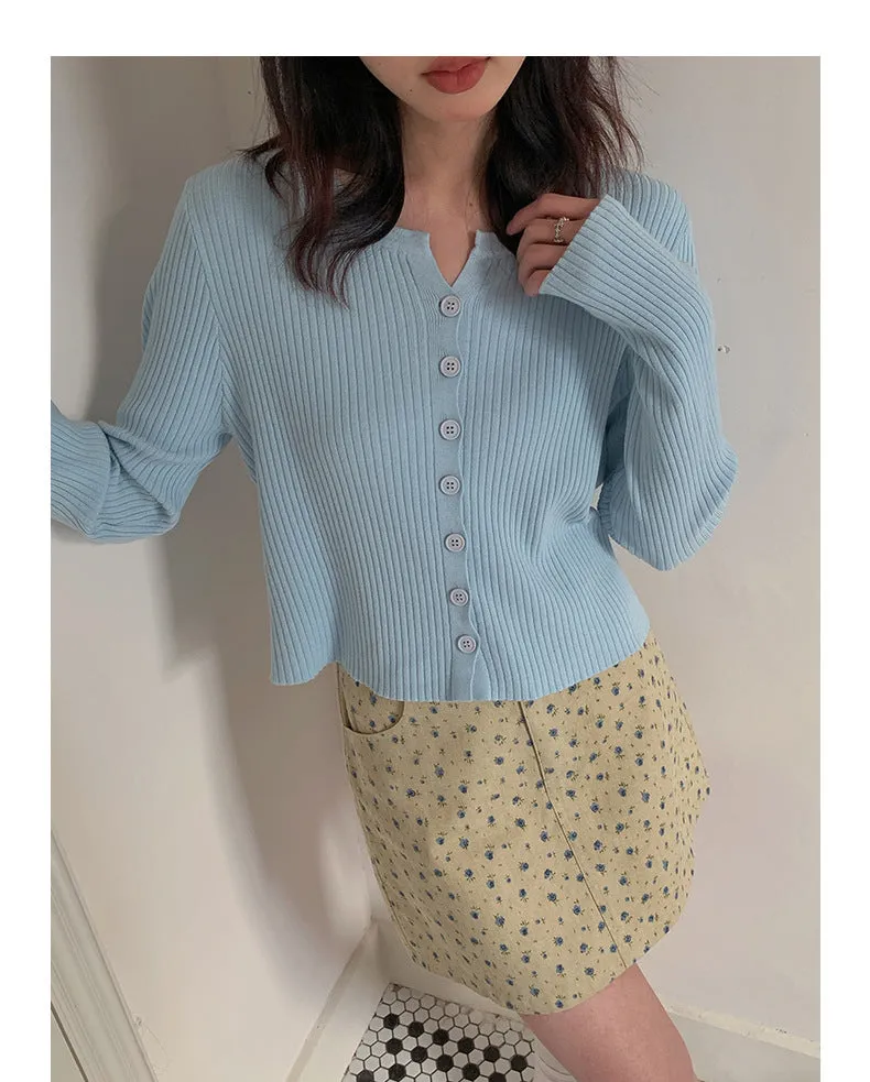 Korean V-neck long-sleeved sweater