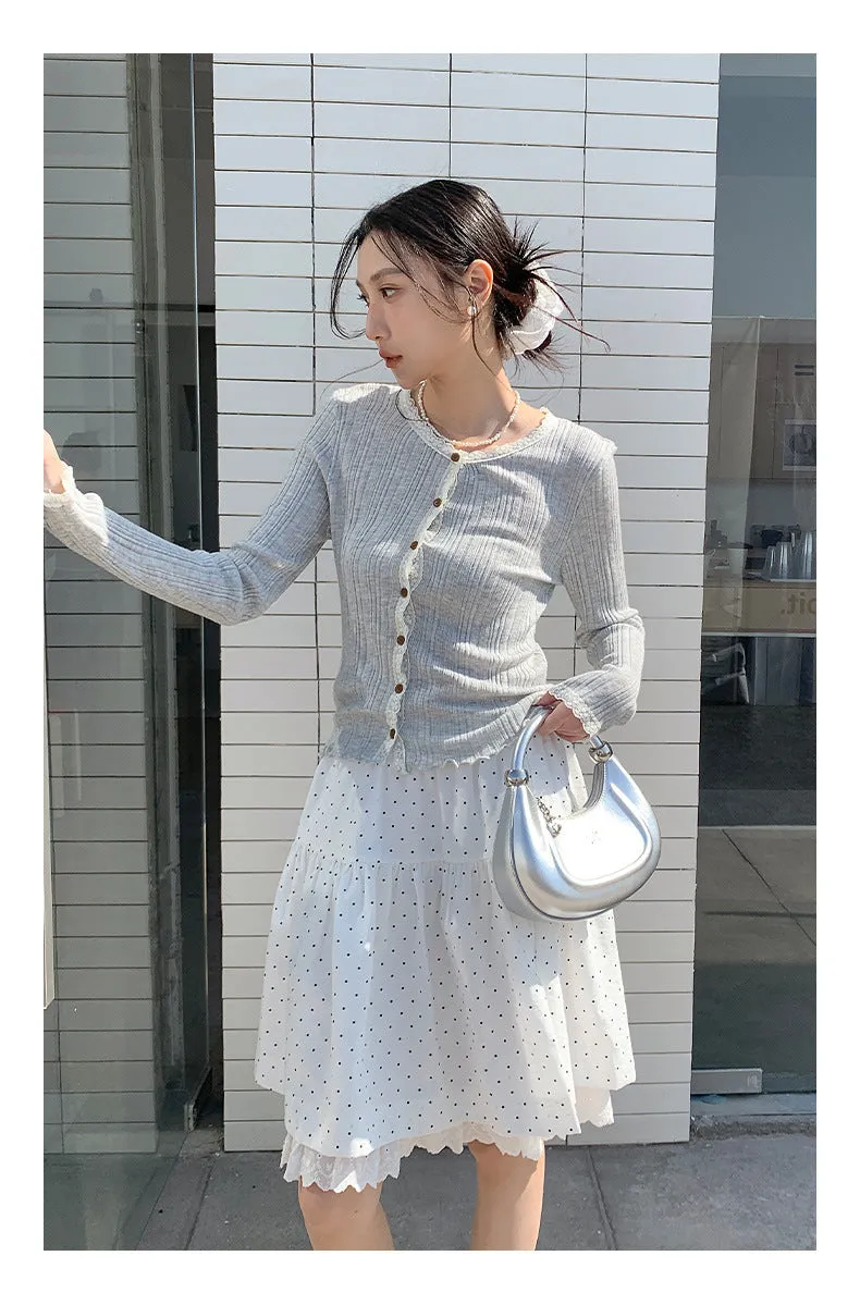 Lace shoulder sweater