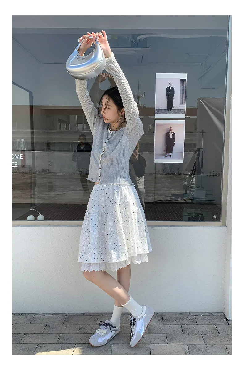 Lace shoulder sweater