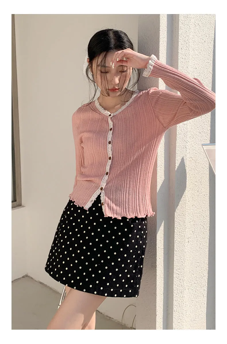 Lace shoulder sweater
