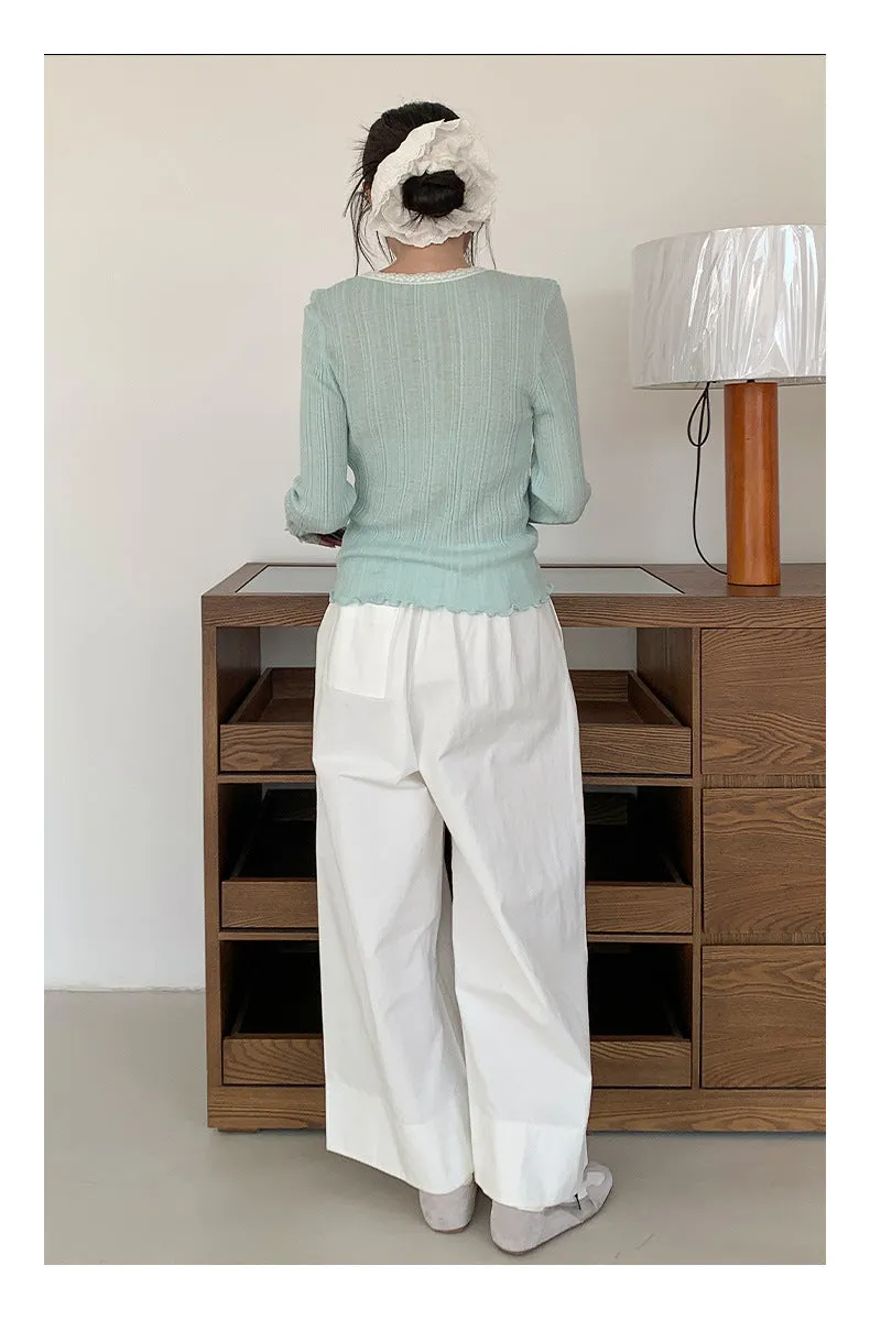 Lace shoulder sweater