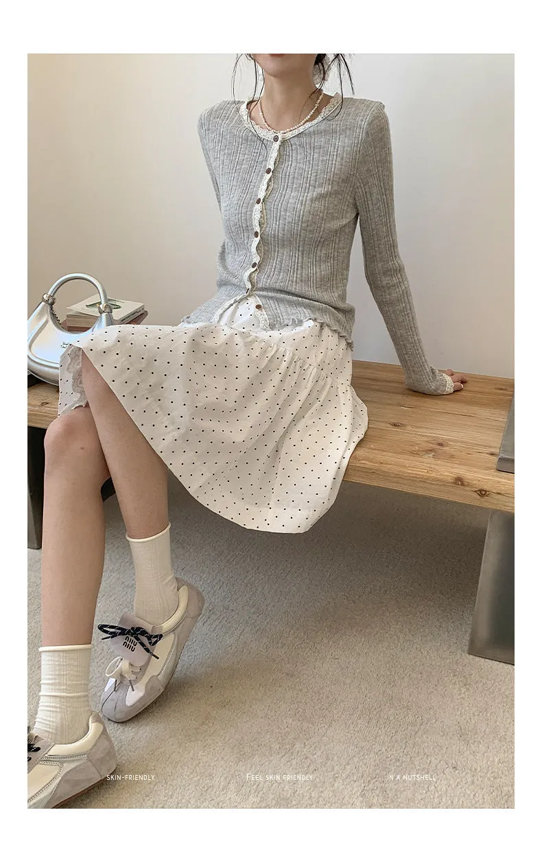 Lace shoulder sweater