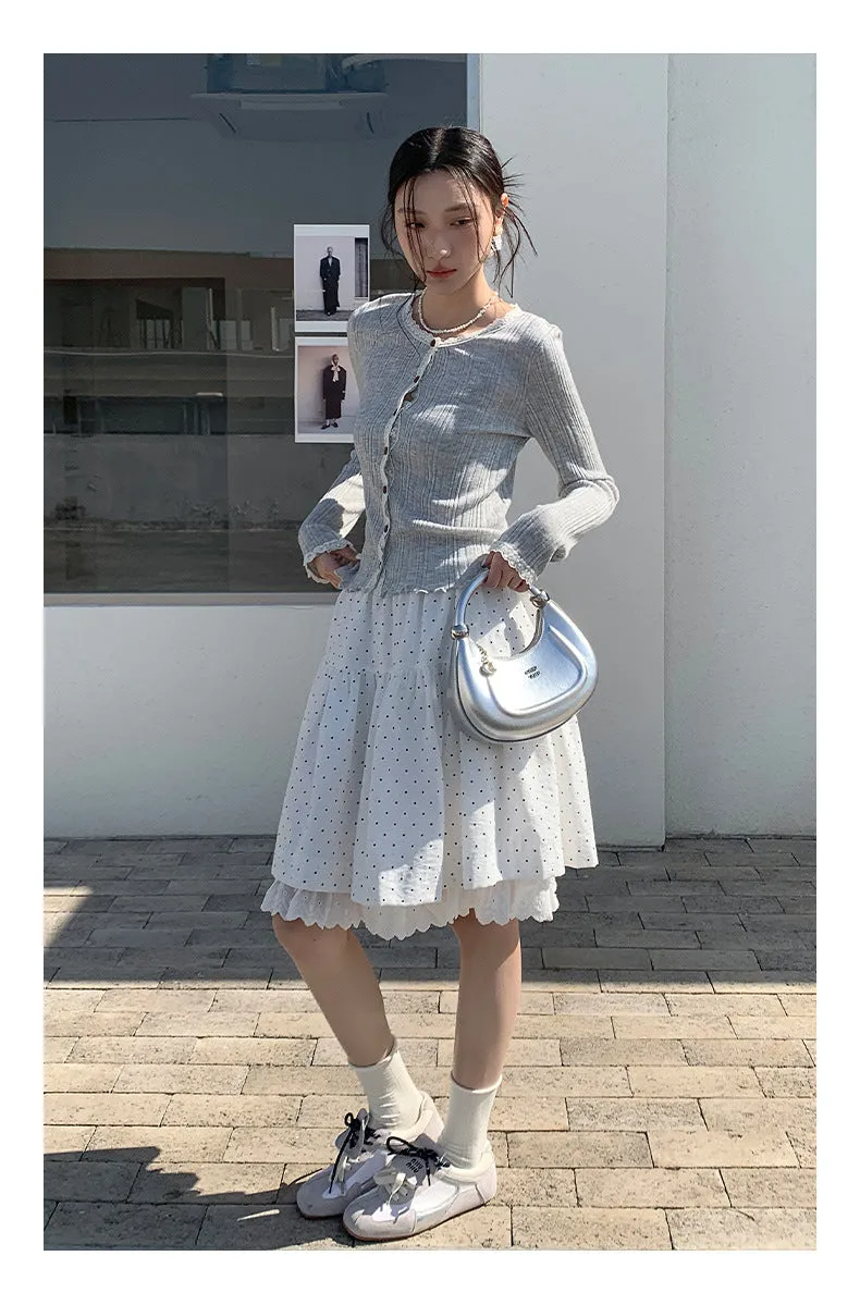 Lace shoulder sweater