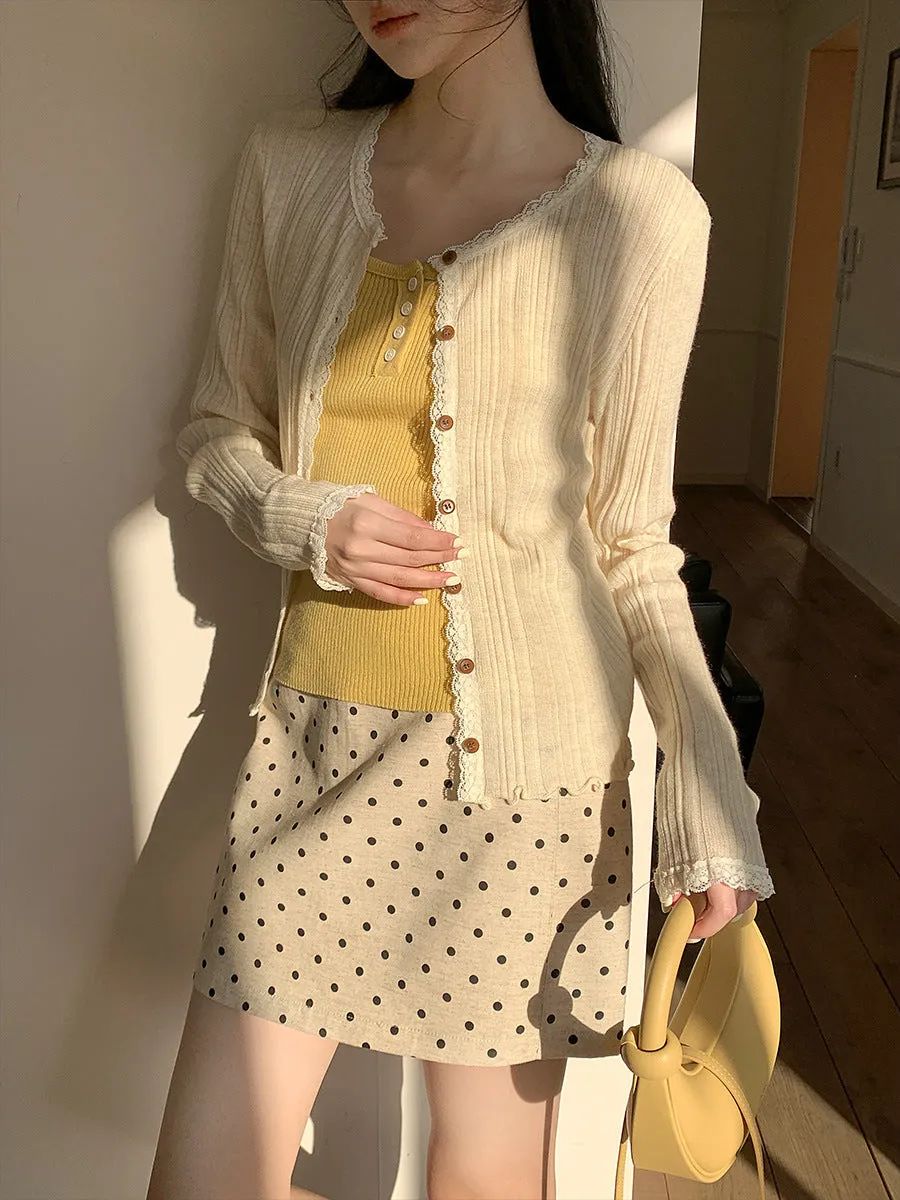 Lace shoulder sweater