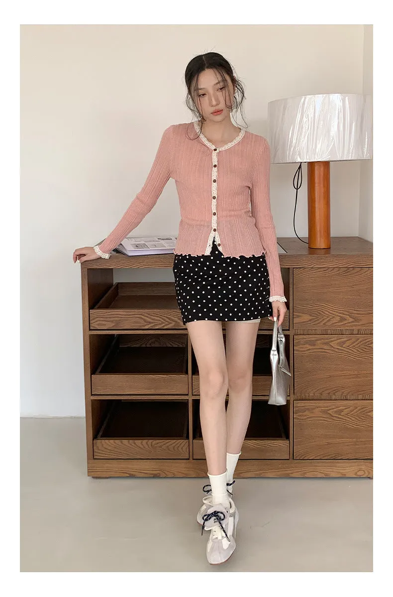 Lace shoulder sweater