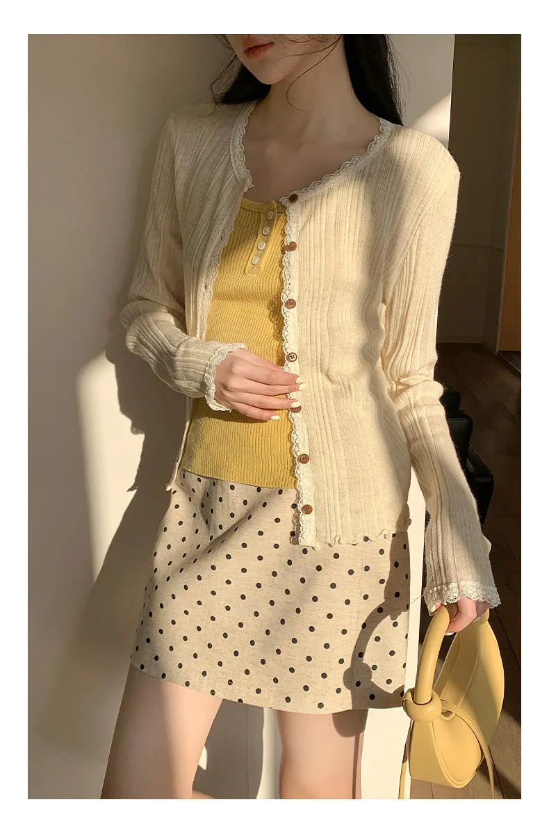 Lace shoulder sweater
