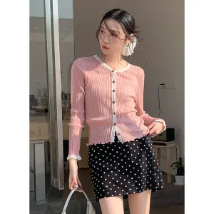 Lace shoulder sweater