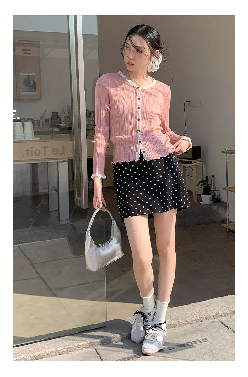 Lace shoulder sweater